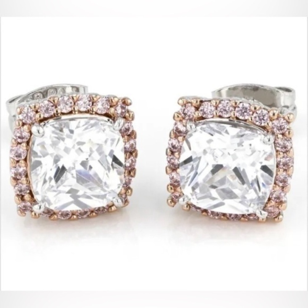 White And Pink Stud Earrings